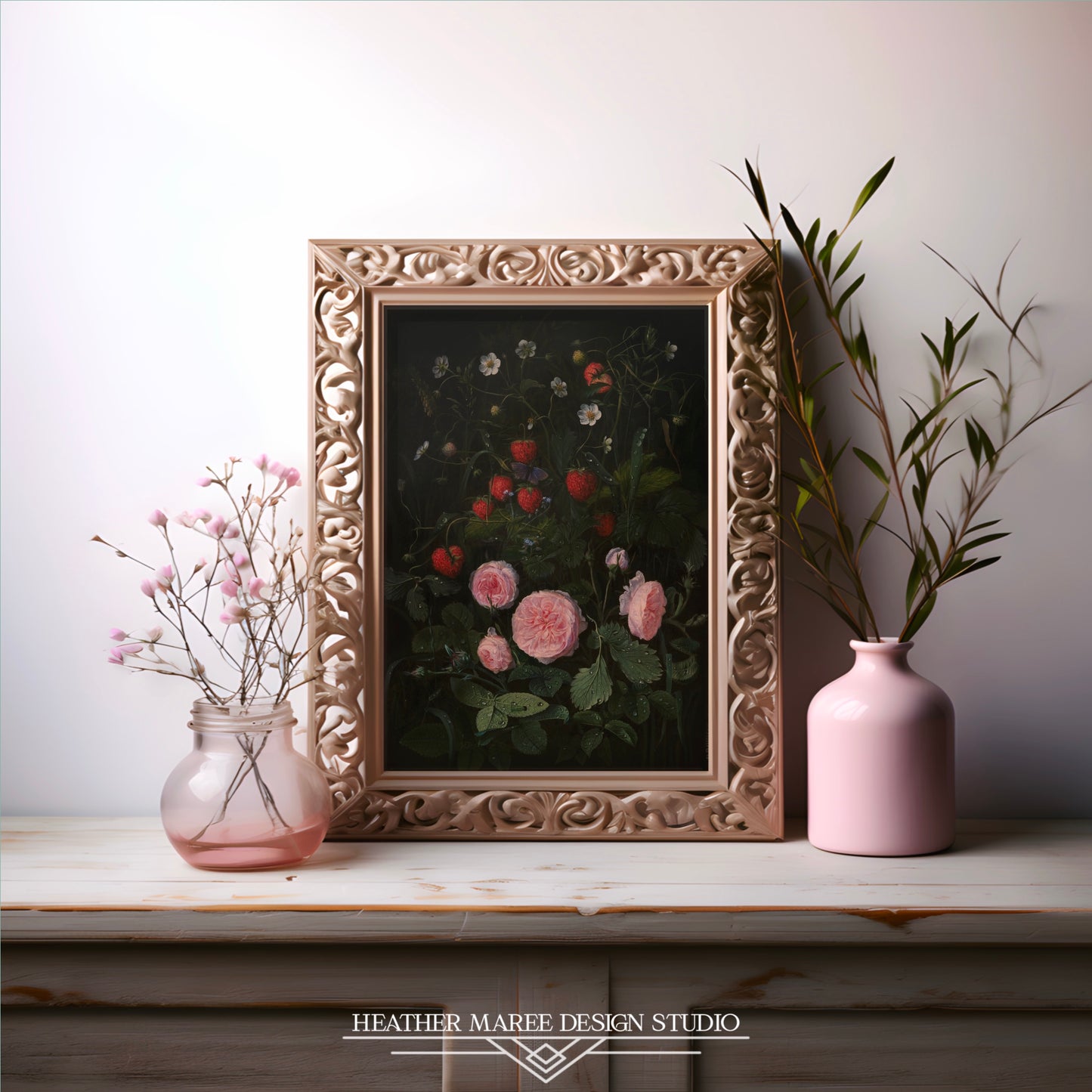 Still Life with Strawberries and Roses
