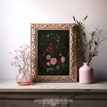 Still Life with Strawberries and Roses