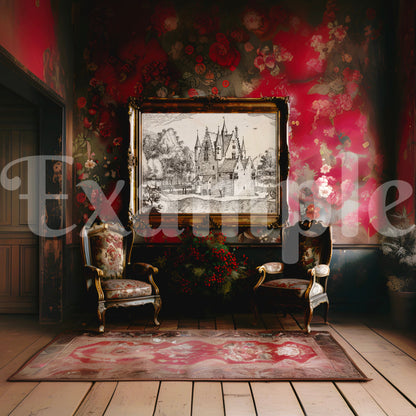 Crimson Whispers: Horizontal Frame Mockup