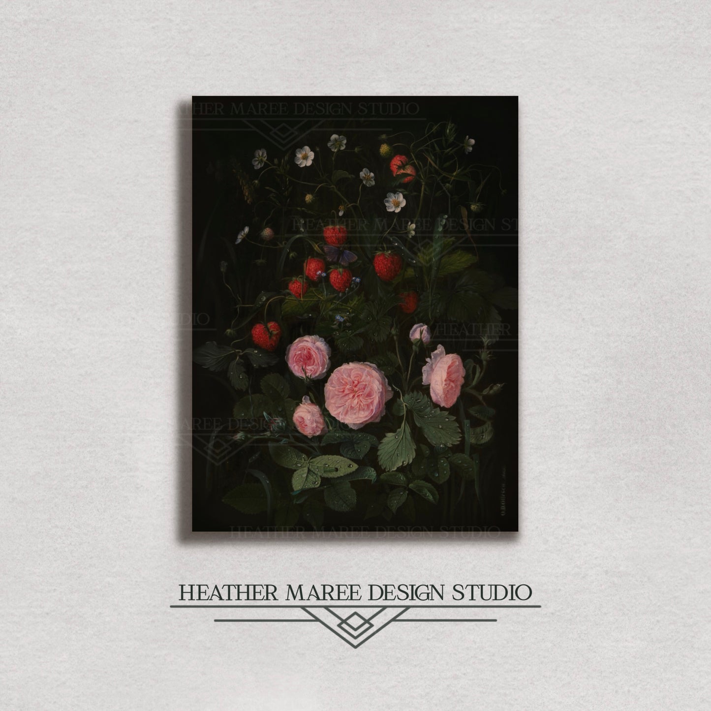Still Life with Strawberries and Roses Canvas Print