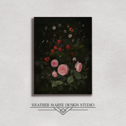 Still Life with Strawberries and Roses Canvas Print