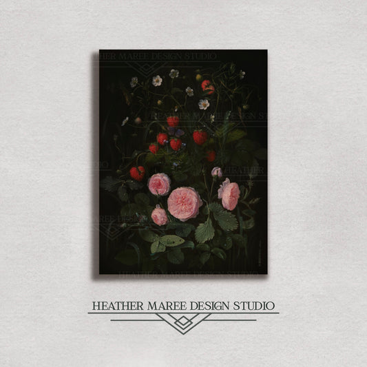 Still Life with Strawberries and Roses Canvas Print