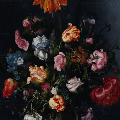 A Moody Vase with Flowers Canvas Print