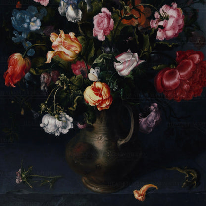 A Moody Vase with Flowers Canvas Print
