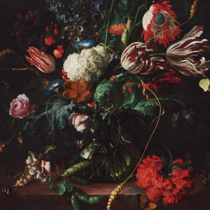 Vase of Flowers with Butterflies