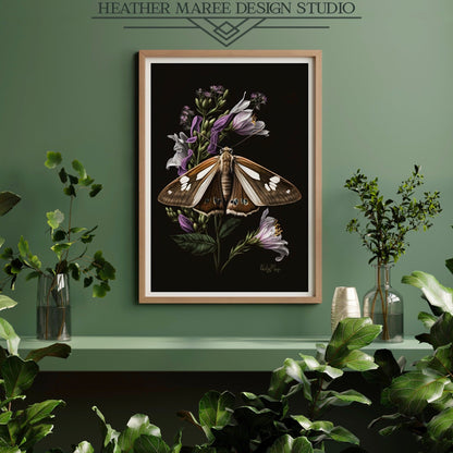 Brown Moth with Purple Flowers