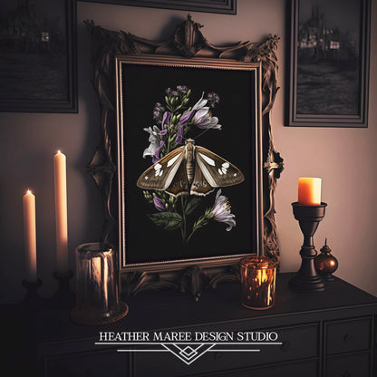 Brown Moth with Purple Flowers