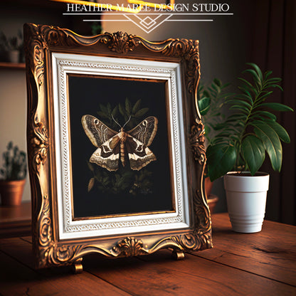 Brown Moth Perched on Leaves