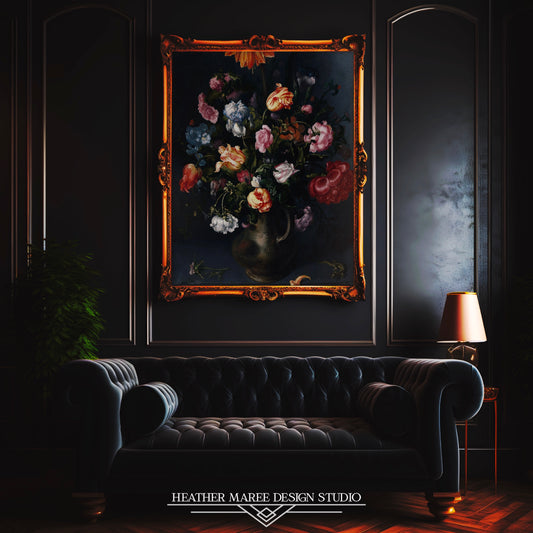 A Moody Vase with Flowers