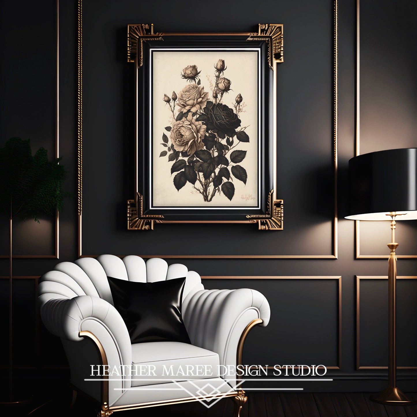 Black and Beige Antique Roses