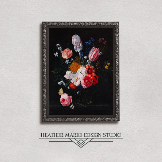 A Bouquet of Flowers in a Crystal Vase