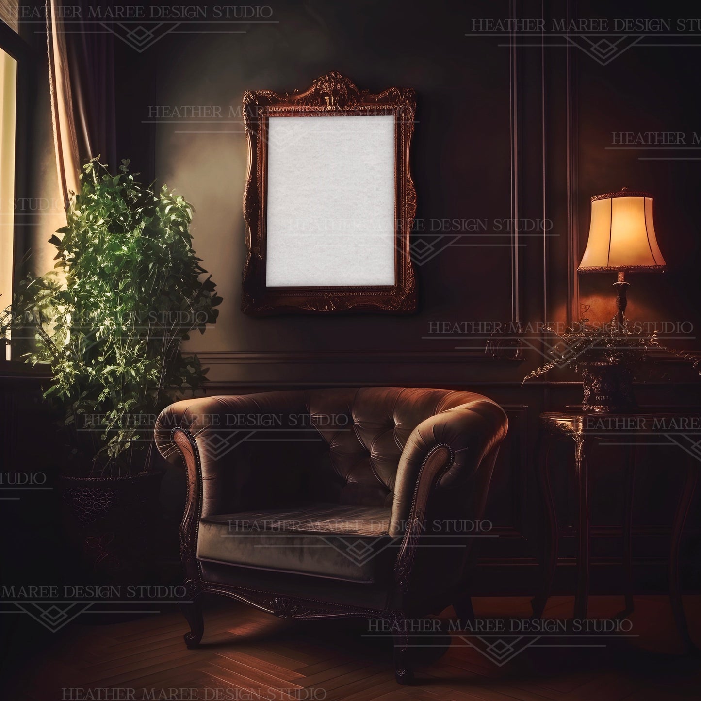 Dark Wooden Hanging Frame Mockup