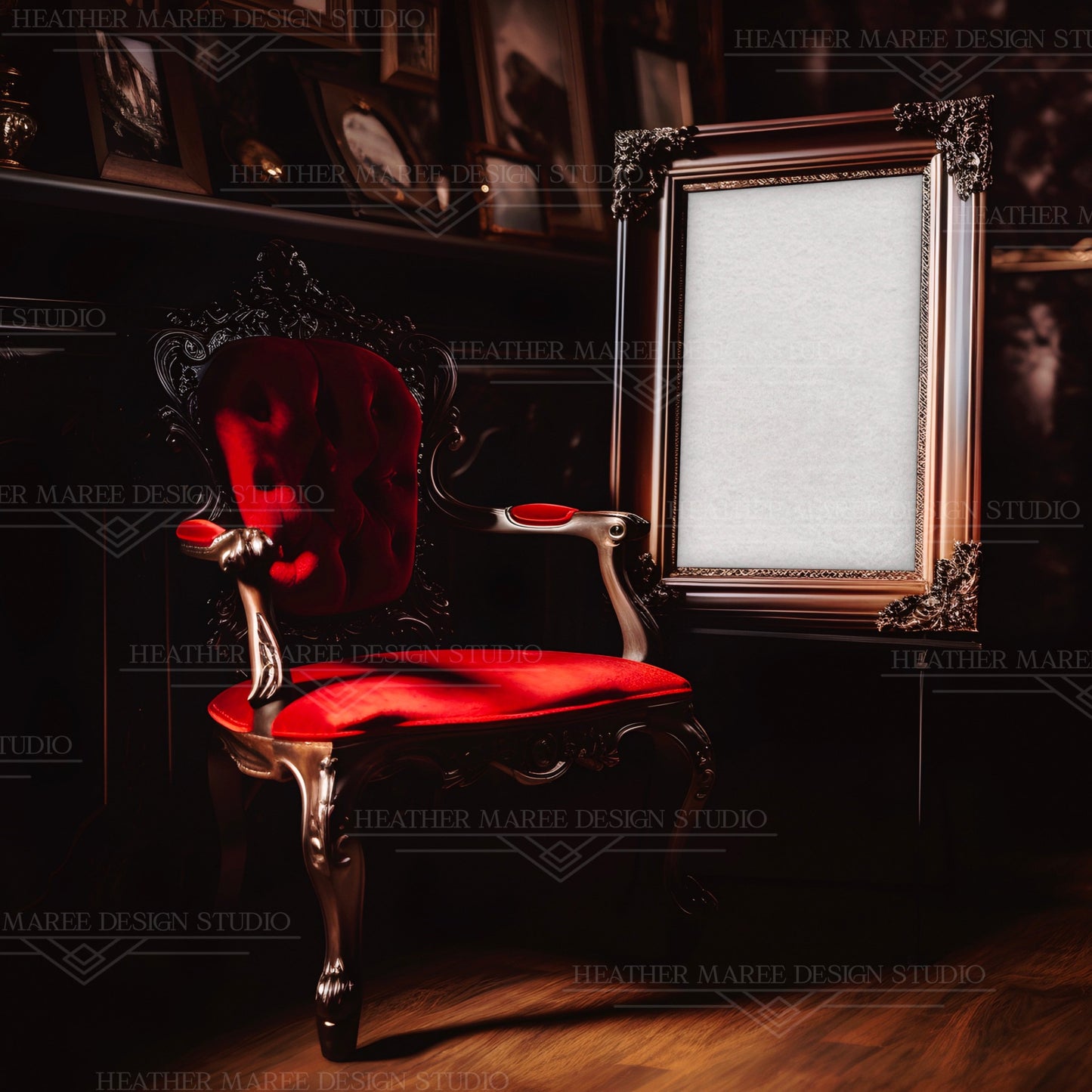 Dark Vintage Wood Frame Mockup