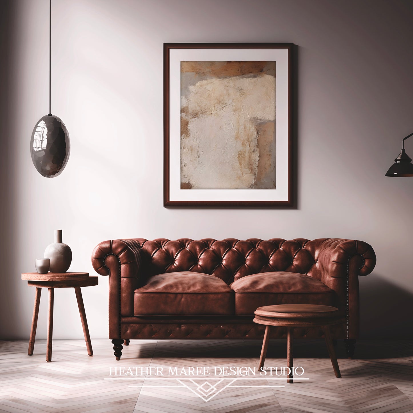 Modern Cream and Beige Abstract Print