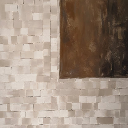 Geometric Cream and Brown Abstract Print