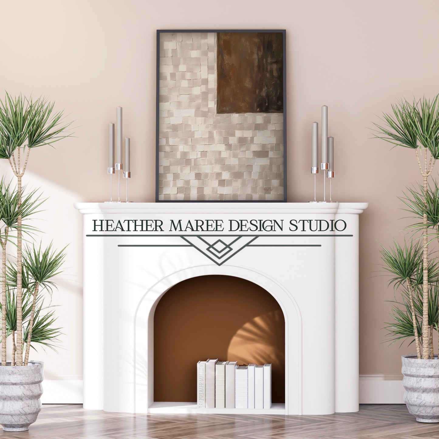 Geometric Cream and Brown Abstract Print