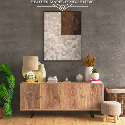 Geometric Cream and Brown Abstract Print