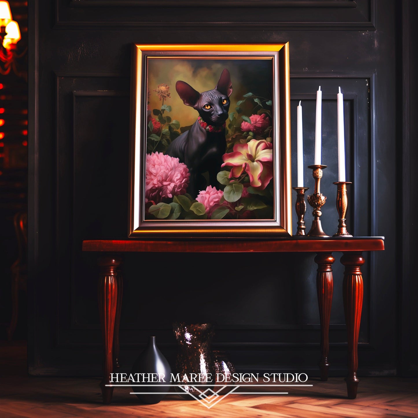 Black Sphynx Amongst Flowers