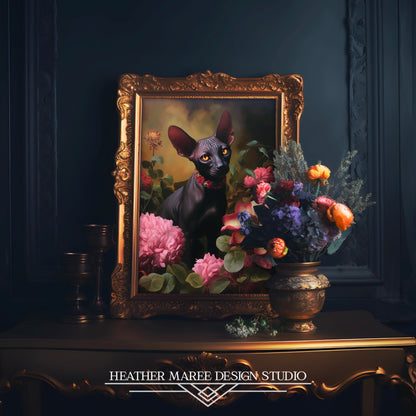 Black Sphynx Amongst Flowers