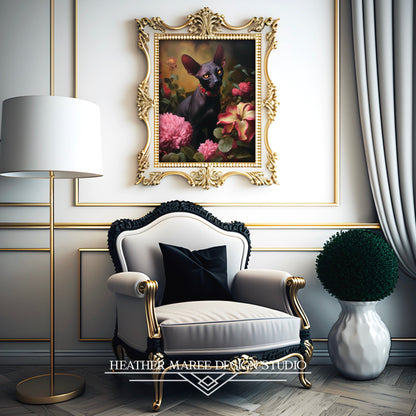 Black Sphynx Amongst Flowers