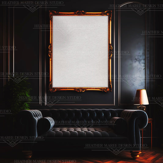 Moody Art Nouveau Bronze Frame Mockup