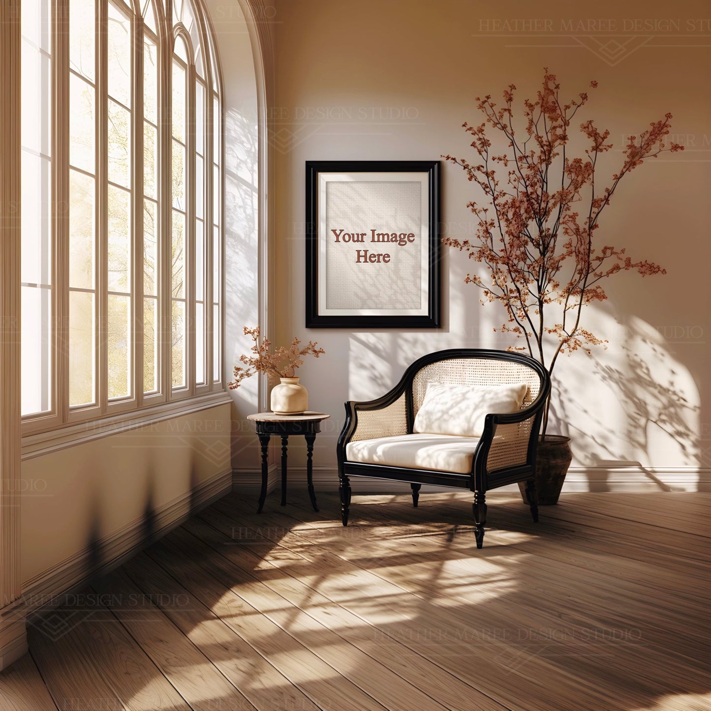 Vertical Canvas Mockup in Black Frame