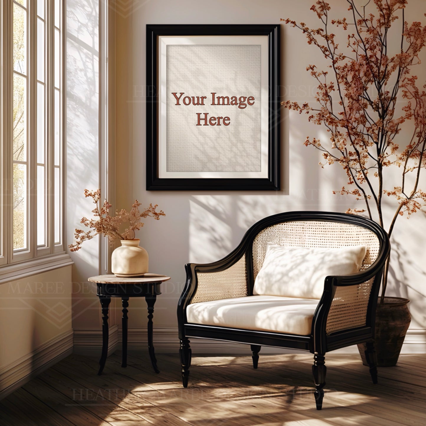 Vertical Canvas Mockup in Black Frame