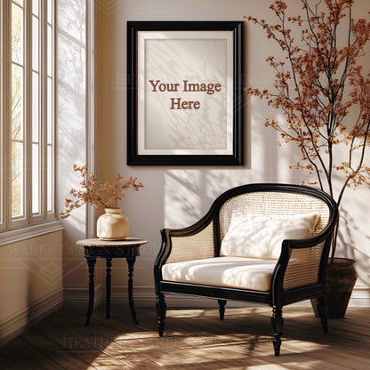 Vertical Canvas Mockup in Black Frame