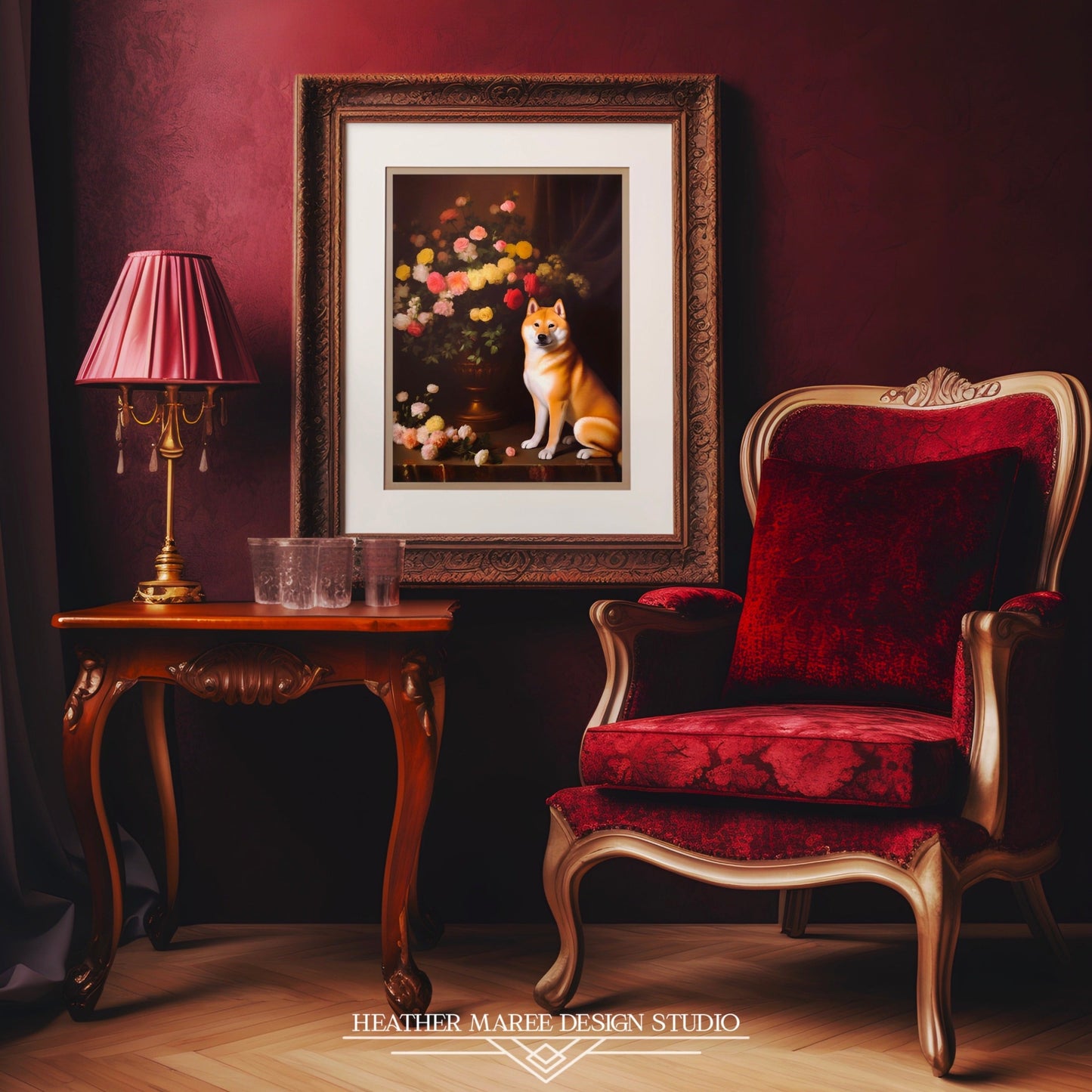 Shiba Inu and a Flower Vase