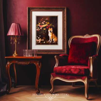 Shiba Inu and a Flower Vase