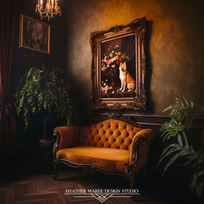 Shiba Inu and a Flower Vase