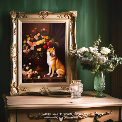 Shiba Inu and a Flower Vase