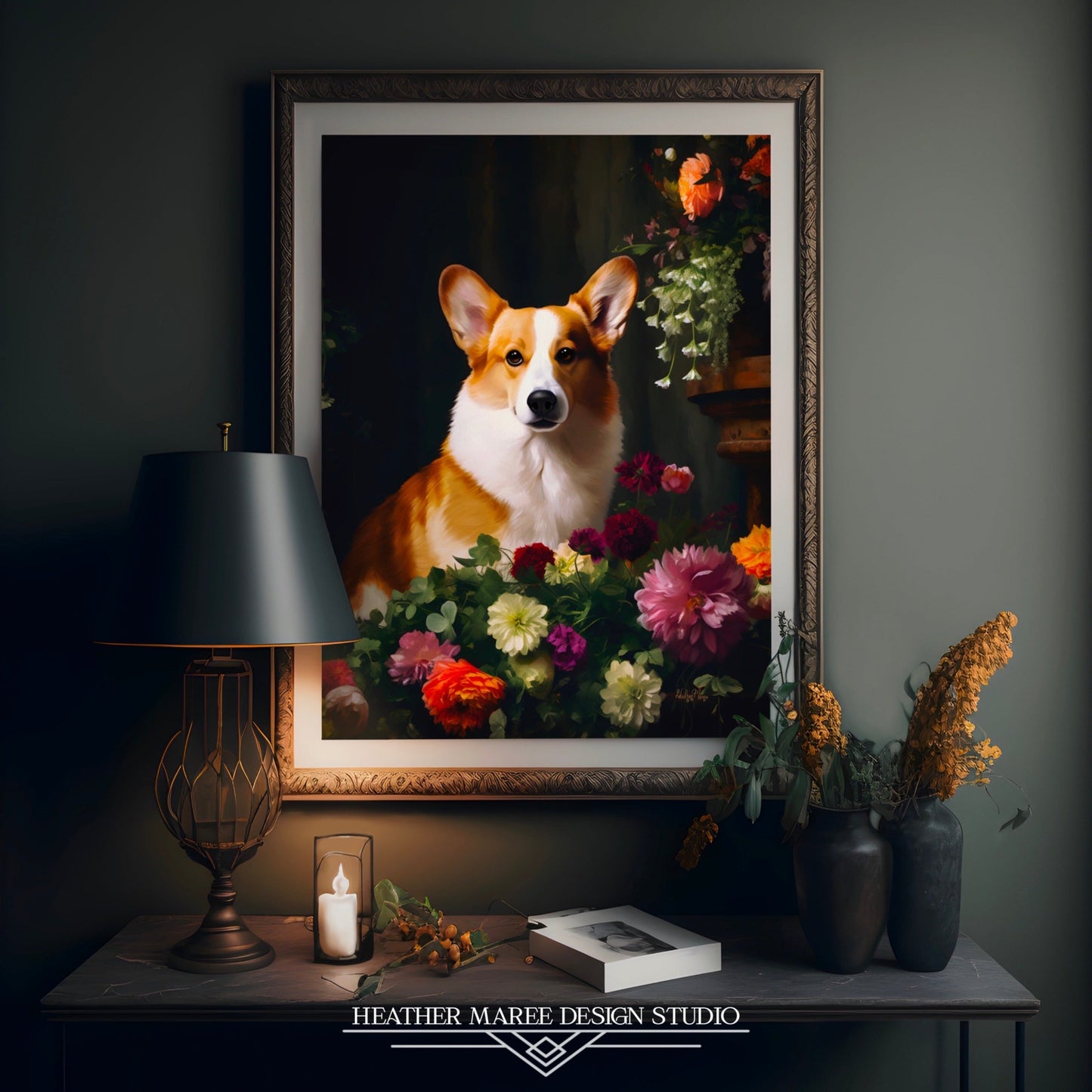 Corgi Amongst Flowers