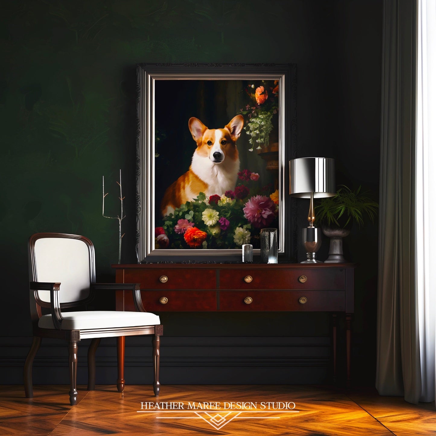 Corgi Amongst Flowers