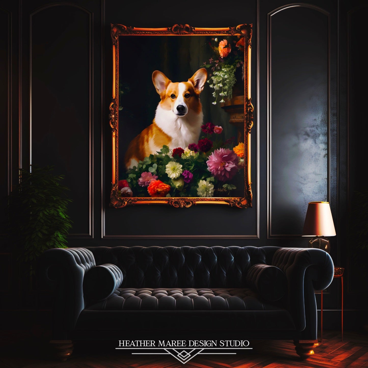 Corgi Amongst Flowers