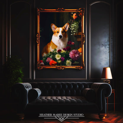 Corgi Amongst Flowers