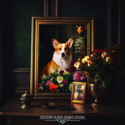 Corgi Amongst Flowers