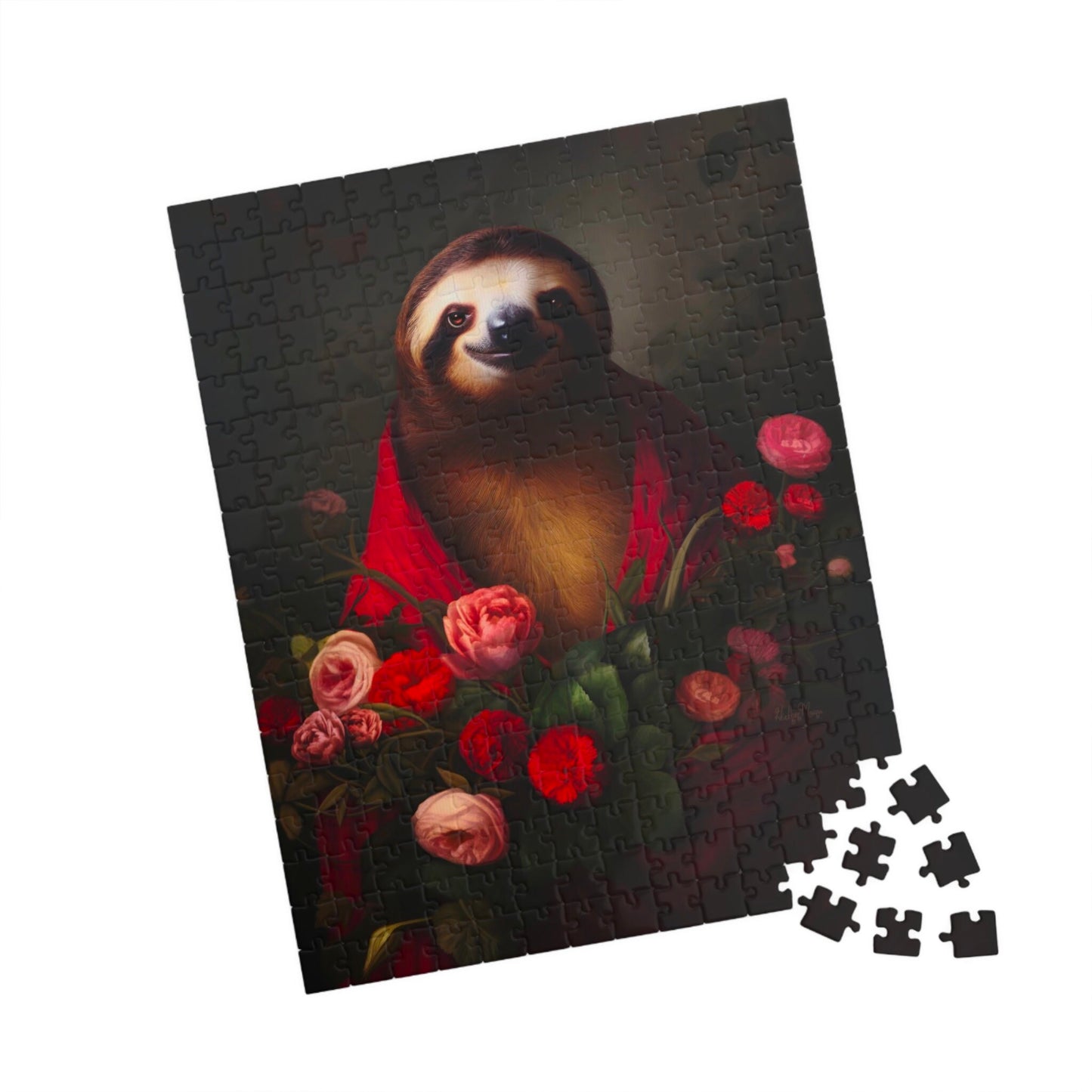 Majestic Sloth with Lush Flowers | Jigsaw Puzzle