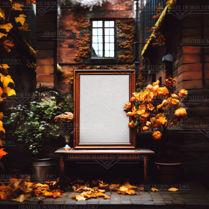 Rustic Autumn Wood Frame Mockup