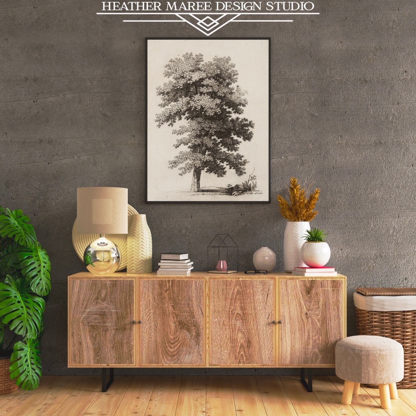 A Plane Tree Vintage Sepia Sketch