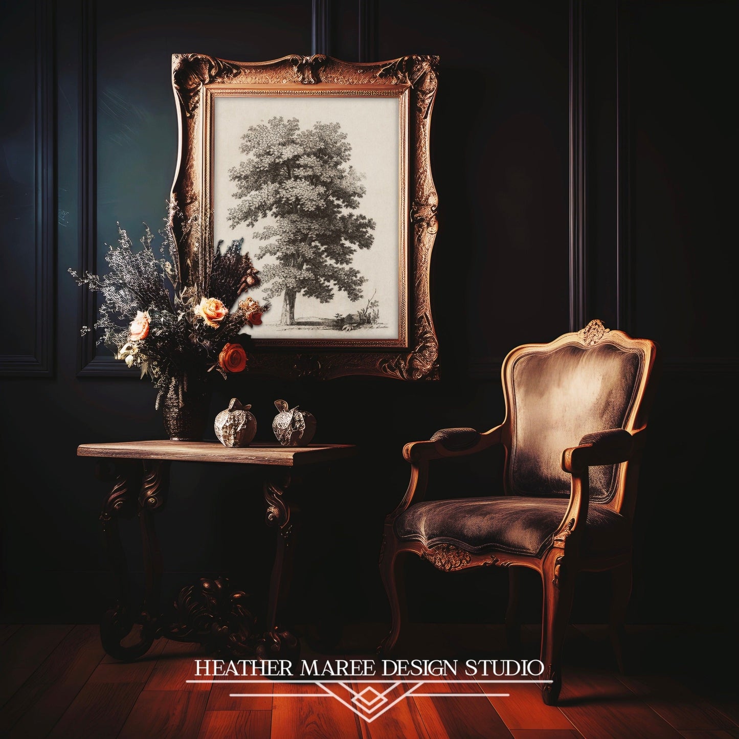 A Plane Tree Vintage Sepia Sketch