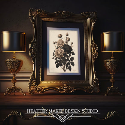 Black and Beige Antique Roses