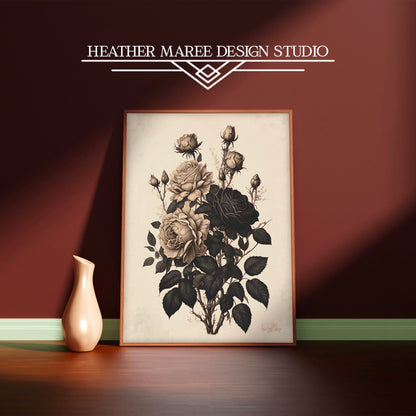 Black and Beige Antique Roses