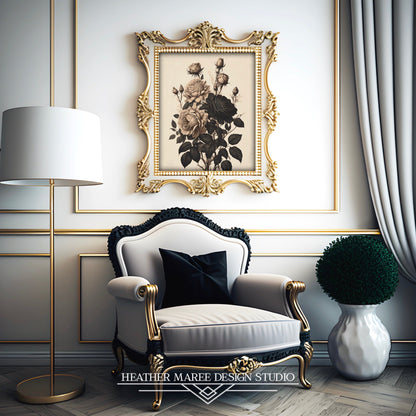 Black and Beige Antique Roses