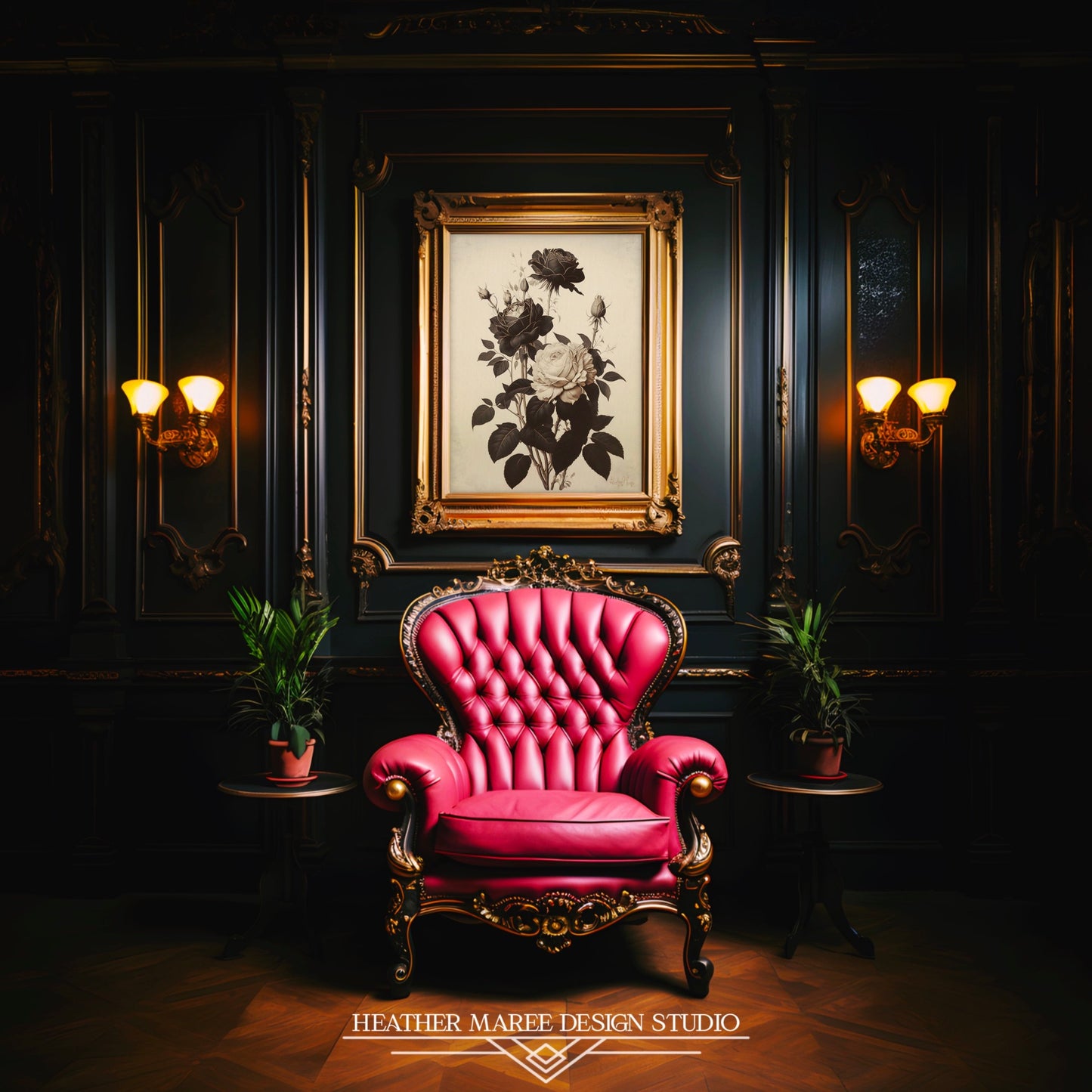 Ivory and Black Vintage Roses