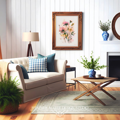 Pink Watercolor Wildflowers