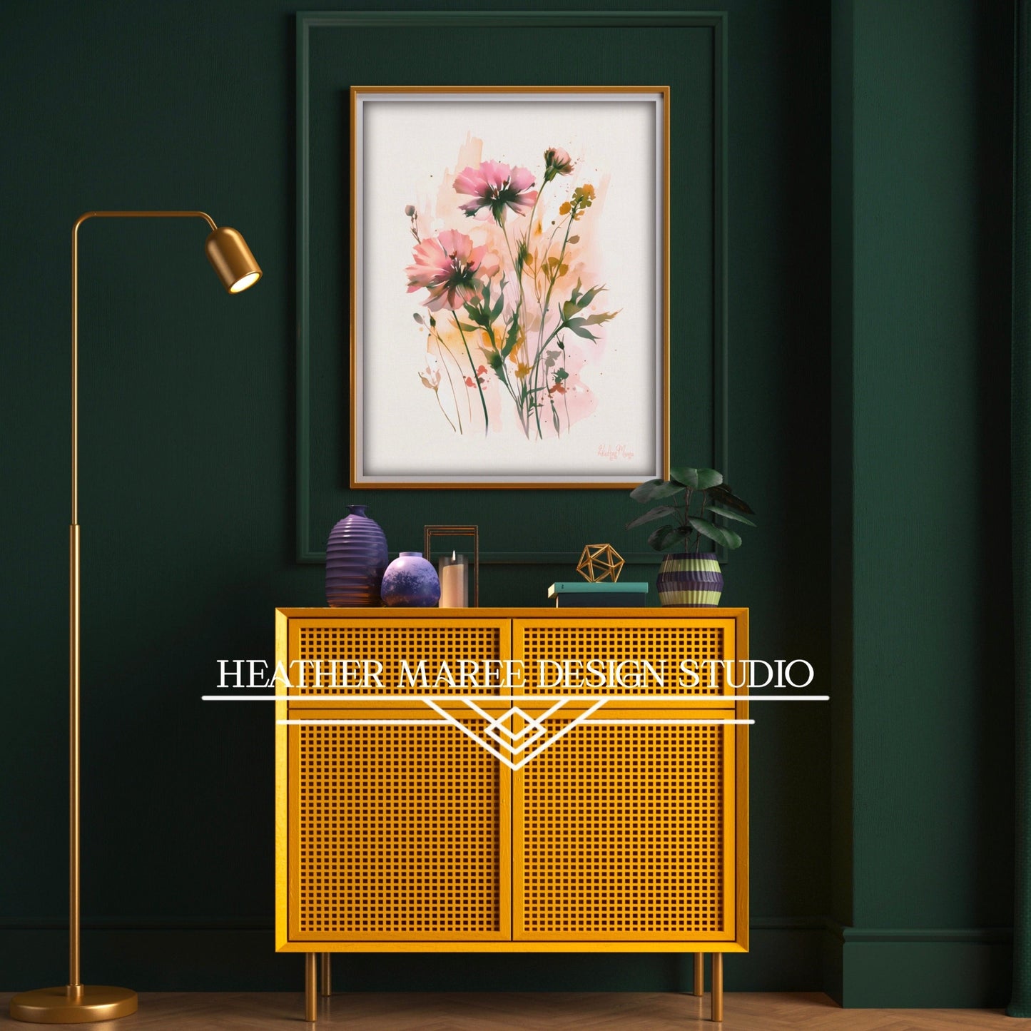 Pink Watercolor Wildflowers