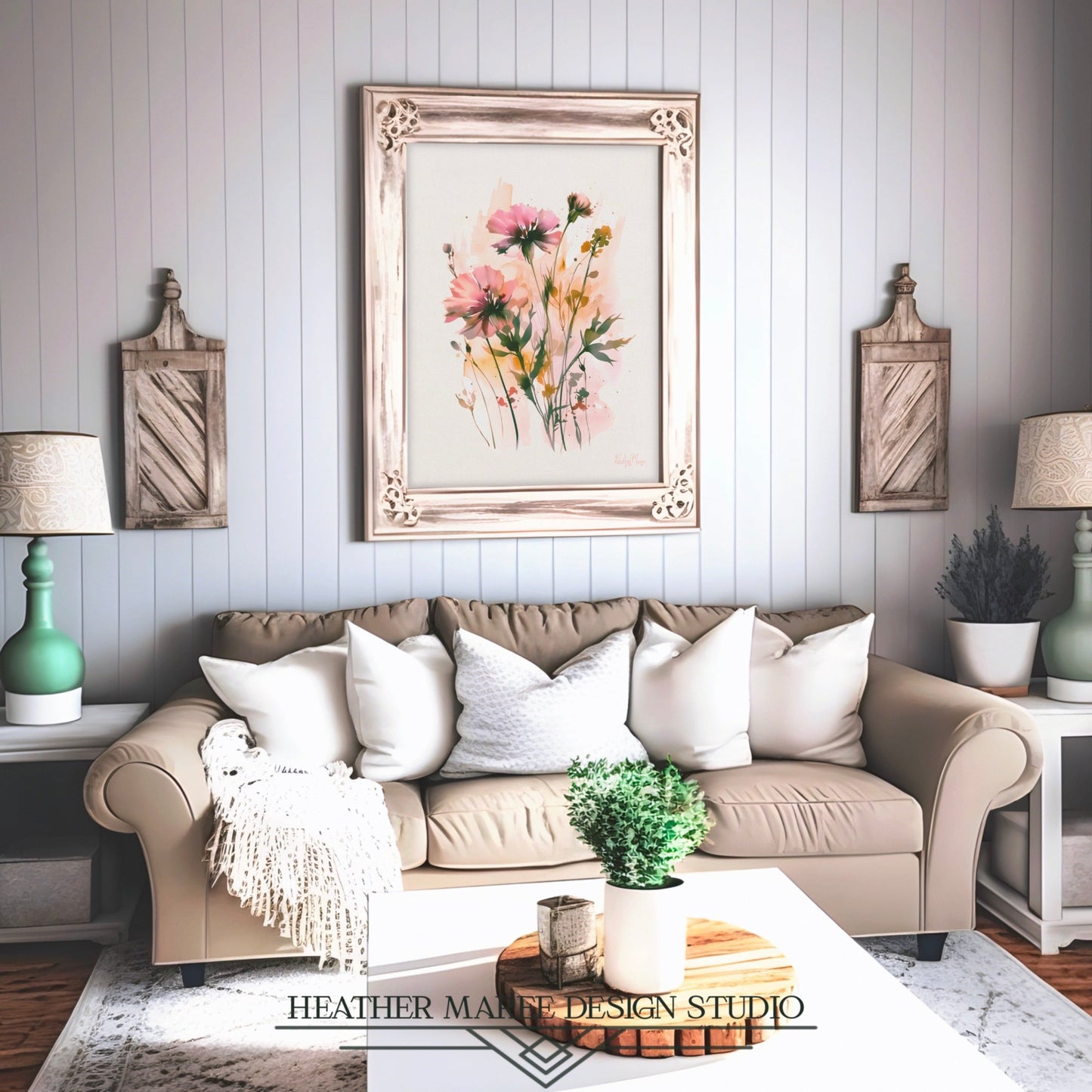 Pink Watercolor Wildflowers