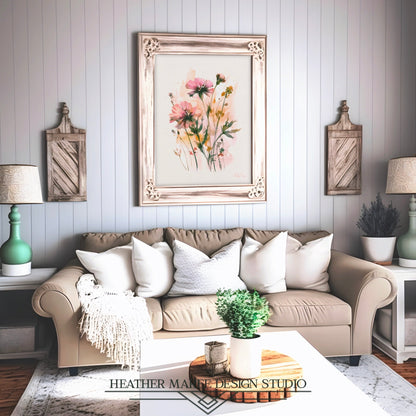 Pink Watercolor Wildflowers