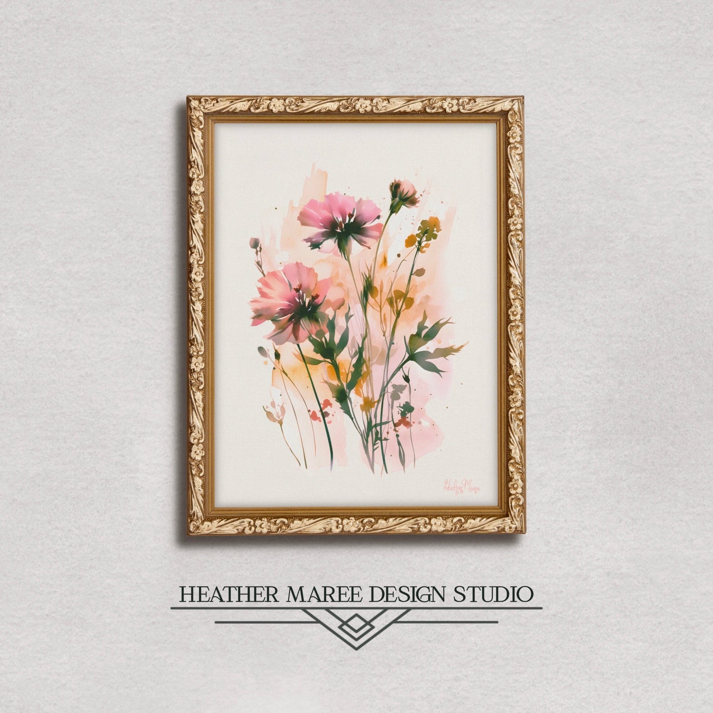 Pink Watercolor Wildflowers